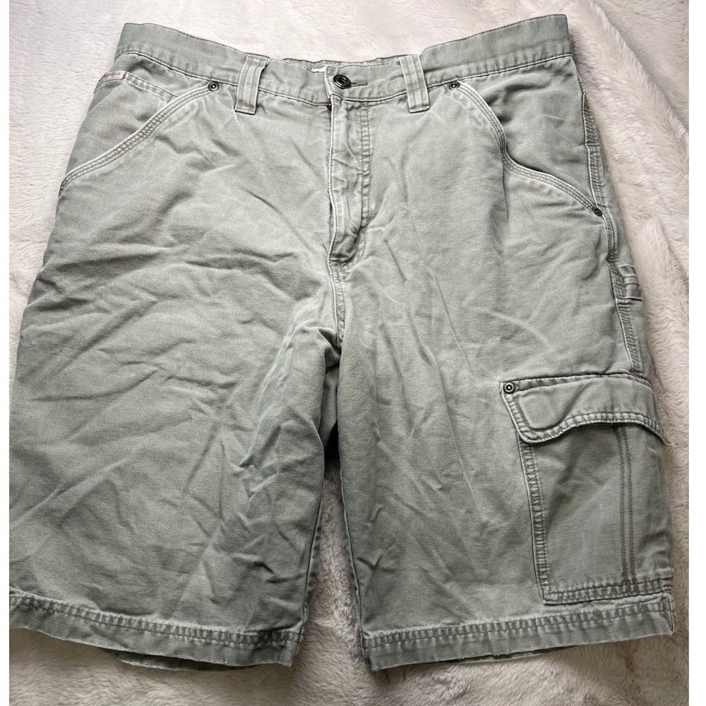 Columbia Mens Cargo Shorts Cotton Canvas Utility Sage Green 34